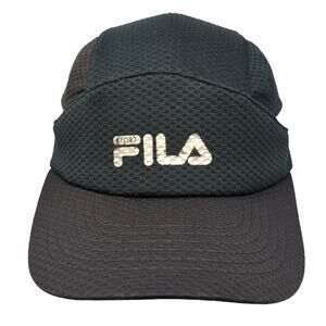 FILA Fitted Baseball Hat Black One Size Stretch Colorblock Outdoor